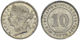 Victoria, 1837-1901. 10 Cents 1876 H, Heaton. KM 11. AR. 2.67 g. PCGS MS 63