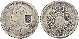 40 Batzen ND. Counterstamped on a Louis XV Ecu 1735 &, Aix-en-Provence. HMZ 2-231a; KM 178. AR. 28.88 g. F