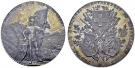 Silver medal 1888 by Hugues Bovy. 45 mm. Cantonal shooting festival in Interlaken. Richter 210a. AR. 36.62 g. PCGS SP 63