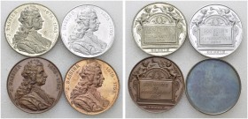 Lot de quatre jetons 1896 par Hugues Bovy et V. Schlütter. 27 mm. Assemblée générale de la Société Suisse de Numismatique à Genève, J. Dassier. Bronze...