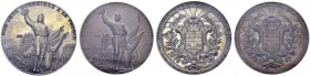 Neuchâtel / Neuenburg. Pair of medals : silver (PCGS SP 62) and bronze (PCGS SP 64) medals 1892 by Huguenin Frères. 45 mm. Cantonal shooting festival ...
