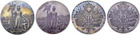 Paire de médailles : médaille en argent (PCGS SP 63) et en bronze (PCGS SP 63 BN) 1891 par Hugues Bovy. 45 mm. Tir Cantonal à Morges. Total (2). Richt...
