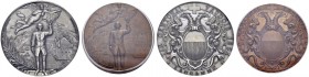 Paire de médailles : médaille en argent (PCGS SP 64) et en bronze (PCGS SP 64 BN) 1894 par C. Vuillermet and C. Richard. 45 mm. Tir cantonnal à Lausan...