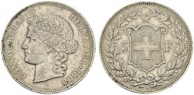 5 Francs 1888 B, Bern. HMZ 2-1198a; KM 34. AR. 24.99 g. XF