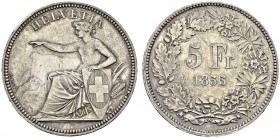 5 Francs 1855, Bern. Federal shooting festival in Solothurn. HMZ 2-1343a; KM XS3. AR. 24.94 g.
AU cleaned