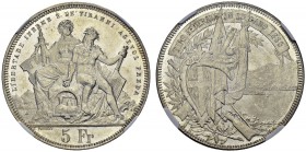 5 Francs 1883, Bern. Federal shooting festival in Lugano. HMZ 2-1343n; KM XS16. AR. 25.00 g.
NGC MS 64