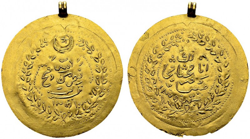 Gold amulet AH 1353. AU. 5.84 g. AU mounted