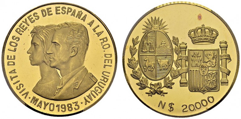 Republic, 1825-. 20'000 Nuevo pesos 1983. Royal visit. KM X2; Fr. -. AU. 20.00 g...