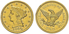 2 ½ Dollars 1854, Philadelphia. KM 72; Fr. 114. AU. 4.16 g. AU scratch