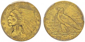 2 ½ Dollars 1908, Philadelphia. Liberty head. KM 72; Fr. 114. AU. 4.18 g. PCGS MS 62