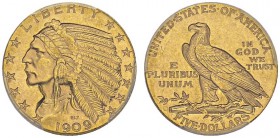 5 Dollars 1909 D, Denver. KM 129; Fr. 151. AU. 8.36 g. PCGS MS 62