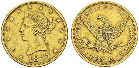 10 Dollars 1847, Philadelphia. KM 66; Fr. 155. AU. 16.65 g. XF