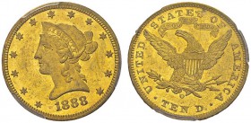 10 Dollars 1888 O, New Orleans. KM 102; Fr. 159. AU. 16.72 g. R PCGS MS 62