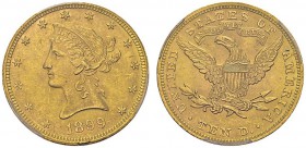 10 Dollars 1899, Philadelphia. KM 102; Fr. 158. AU. 16.72 g. PCGS MS 63