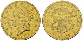 20 Dollars 1851 O, New Orleans. KM 74.1; Fr. 171. AU. 33.44 g. R PCGS AU 53