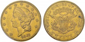 20 Dollars 1861, Philadelphia. KM 74.1; Fr. 171. AU. 33.44 g. PCGS AU 53