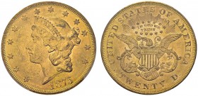 20 Dollars 1875, Philadelphia. KM 74.2; Fr. 174. AU. 33.44 g. PCGS MS 63