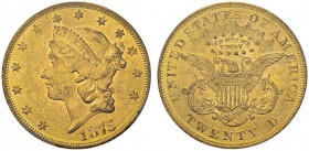 20 Dollars 1875, Philadelphia. KM 74.2; Fr. 174. AU. 33.44 g. PCGS MS 62
