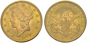 20 Dollars 1897 S, San Francisco. KM 74.3; Fr. 178. AU. 33.44 g. PCGS MS 63