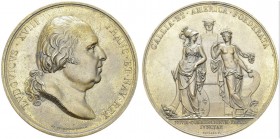 Louis XVIII, 1815-1824. Bronze medal 1822, by Andrieu and Gayrard. 50.5 mm. Trade treaty between France and the United States. Obv. LVDOVICVS XVIII FR...