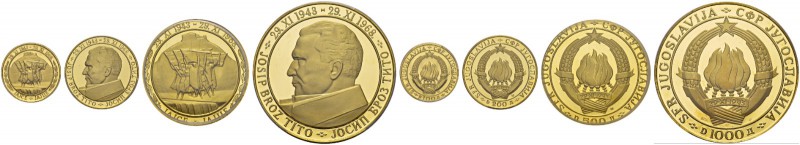 Republic, 1945-1992. Lot of 4 coins : 100 Dinara 1968 (PCGS PR 68 DCAM), 200 Din...