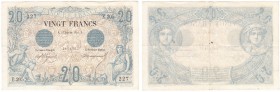 20 Francs Noir 25 janvier 1875, numéro de série 5104227, alphabet E.205. Fayette 9.2. R.
TTB+ trous d’épingles