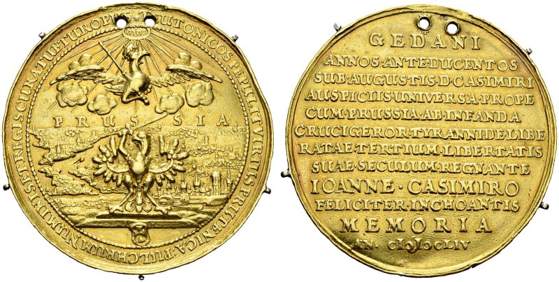 POLAND / POLEN. John II Casimir, 1648-1668. 15 Ducats gold medal 1654 by Johann ...