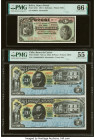Bolivia Banco Potosi 1 Boliviano 1.1.1894 Pick S231r Uncut Pair of Remainders PMG Gem Uncirculated 66 EPQ; Chile Banco de Curico 20 Pesos ND (ca. 1882...