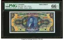 Colombia Banco de la Republica 5 Pesos 1.1.1932 Pick 383s Specimen PMG Gem Uncirculated 66 EPQ. Two POCs. HID09801242017 © 2023 Heritage Auctions | Al...