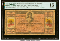 Colombia Banco Popular de Medellin 1 Peso 30.10.1899 Pick S776 PMG Choice Fine 15. HID09801242017 © 2023 Heritage Auctions | All Rights Reserved