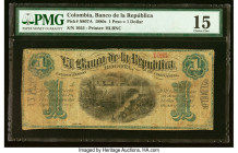 Colombia Banco de la Republica 1 Peso = 1 Dollar 1880 Pick S807A PMG Choice Fine 15. HID09801242017 © 2023 Heritage Auctions | All Rights Reserved