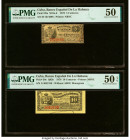 Cuba El Banco Espanol de la Habana 5; 10 Centavos 1872; 1876 Pick 29a; 30c Two Examples PMG About Uncirculated 50; About Uncirculated 50 EPQ. HID09801...