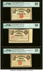 Cuba Republica de Cuba 1 Peso 1869 Pick 55a; 55c; UNL Three Examples PMG Extremely Fine 40 EPQ; Very Fine 30; Choice Very Fine 35. HID09801242017 © 20...