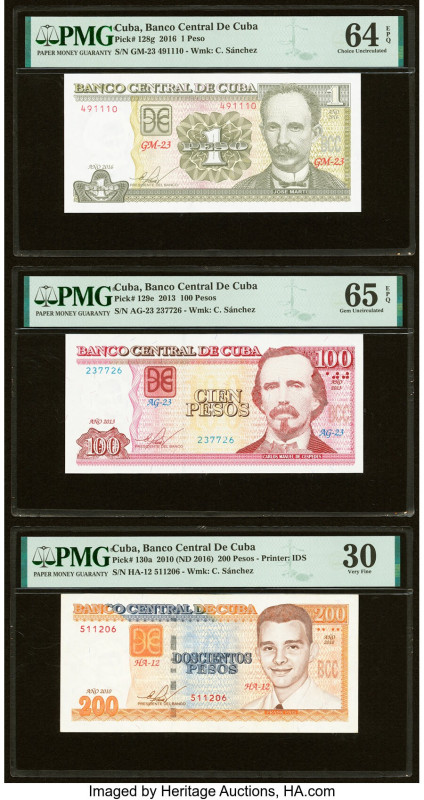 Cuba Banco Central de Cuba 1; 100; 200; 500; 1000 Pesos 2010-2016 Pick 128g; 129...