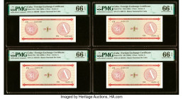Cuba Banco Nacional de Cuba, Foreign Exchange Certificate 1 Peso ND (1985) Pick FX1 Ten Examples PMG Gem Uncirculated 66 EPQ (10). Several examples ar...