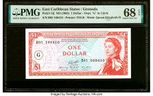 East Caribbean States Currency Authority, Grenada 1 Dollar ND (1965) Pick 13j PMG Superb Gem Unc 68 EPQ. One of only three top graded examples on the ...