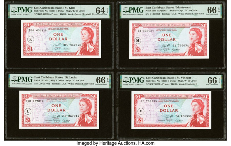 East Caribbean States Currency Authority, St. Kitts 1 Dollar ND (1965) Pick 13k;...
