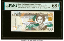 East Caribbean States Central Bank, Grenada 100 Dollars ND (2000) Pick 41g PMG Superb Gem Unc 68 EPQ. Top graded example on the PMG Population Report....