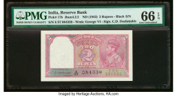 India Reserve Bank of India 2 Rupees ND (1943) Pick 17b Jhun4.2.2 PMG Gem Uncirculated 66 EPQ. Staple holes at issue. HID09801242017 © 2023 Heritage A...