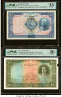 Iran Bank Melli 500; 1000 Rials ND (1938); (1944) Pick 37a; 46 Two Examples PMG Very Fine 25; Very Fine 20. Stains are noted on Pick 37a. Edge damage ...