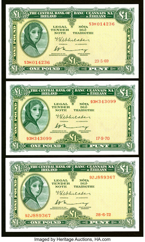 Ireland - Republic Central Bank of Ireland 1 Pound 23.5.1969; 28.6.1972; 17.9.19...