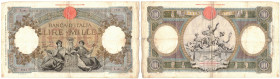 Cartamoneta. Regno d'Italia. Vittorio Emanuele III. 1.000 Lire Regine del Mare. D.M. 28-11-1942. Gig. BI46B. qBB/BB. RR.