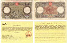 Cartamoneta. Regno d'Italia. Vittorio Emanuele III. 100 Lire Roma Guerriera Fascio Roma. DM 18-08-1936. Gig. BI19/10. qBB. Banconota naturale, piega a...