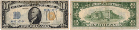 Cartamoneta. Occupazione Americana in Sicilia.10 Dollari Silver Certificate. Bollino Giallo 1934 A. Gig.OAS3B. MB/BB. R.