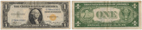 Cartamoneta. Occupazione Americana in Sicilia. Dollaro Silver Certificate. Bollino Giallo 1935 A. Gig. OAS1A. qBB. R.