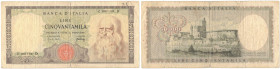 Cartamoneta. Repubblica Italiana. 50.000 Lire Leonardo. D.M. 3-07-1977. Gig.B78A. Serie Z081 159D. MB. RR.