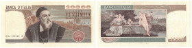 Cartamoneta. Repubblica Italiana. 20.000 Lire Tiziano. Dec. Min. 21-02-1975. Gig.BI77A. Serie OA 335046C. BB+. Lieve piega  trasversale pressata e lie...