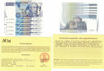 Cartamoneta. Repubblica Italiana. 10.000 lire Alessandro Volta. Serie sostitutiva. Lotto di 5 pezzi. Consecutivi. D.M. 1997. Gig. BI76Ha. FDS. Perizia...