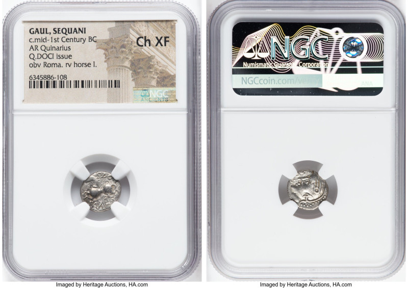 CENTRAL GAUL. Sequani. Ca. mid-1st century BC. AR quinarius (17mm, 2h). NGC Choi...