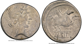 EASTERN EUROPE. Geto-Dacian Tribes. Ca. 1st century BC. AR denarius (19mm, 10h). NGC Choice Fine. Contemporary imitation of Q. Titius of Rome. Head of...